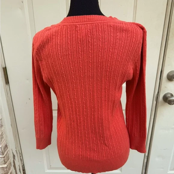 St. John’s Bay, 3/4 Sleeve, Sweater, Orange, Size Medium - Picture 2 of 3